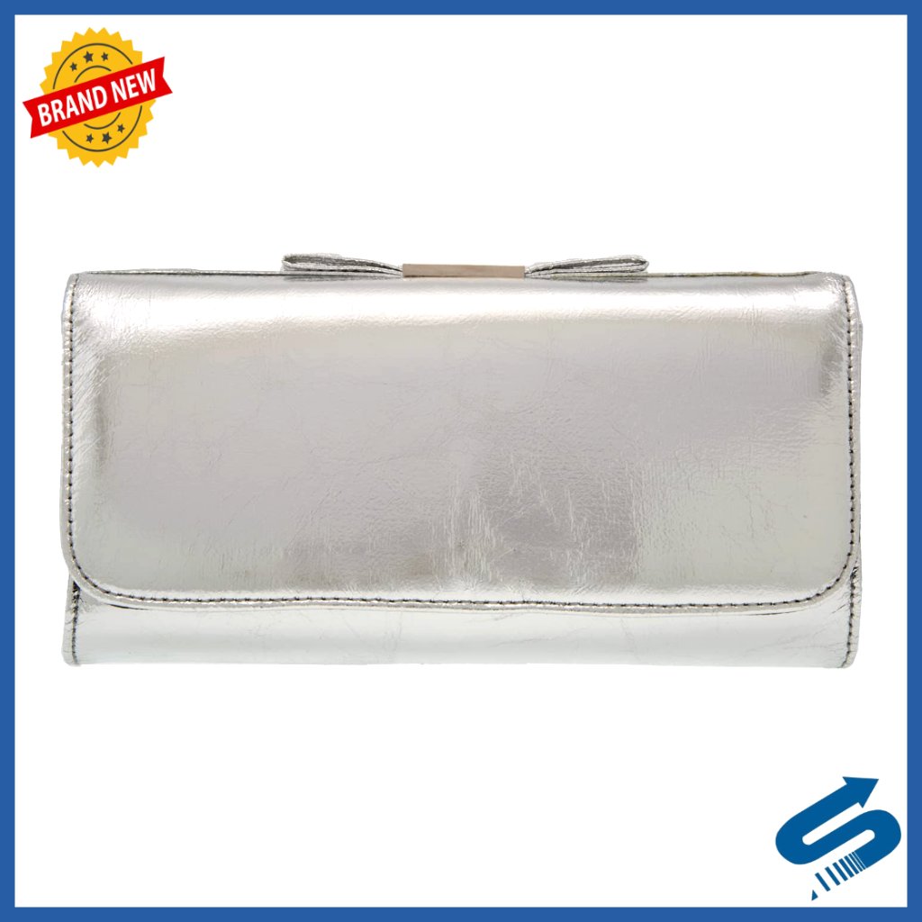 Metallic Clutch With Crossbody Chain, Magnetic Closure, 9.5x4.5 Inches